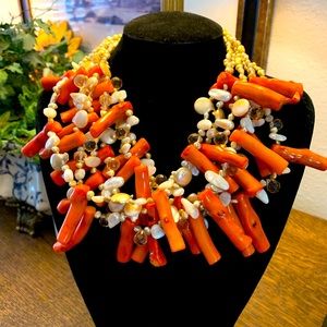 Original coral and Pearl multi strand necklace. NWT